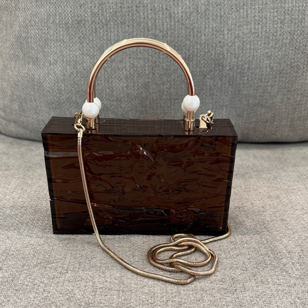 Zara Brown Acrylic Clutch